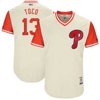 Philadelphia Phillies #13 Freddy Galvis Toco Majestic Tan 2017 Players Weekend Jersey JiaSu,We sell and wholesale Philadelphia Phillies #13 Freddy Galvis Toco Majestic Tan 2017 Players Weekend Jersey JiaSu on line form chian!