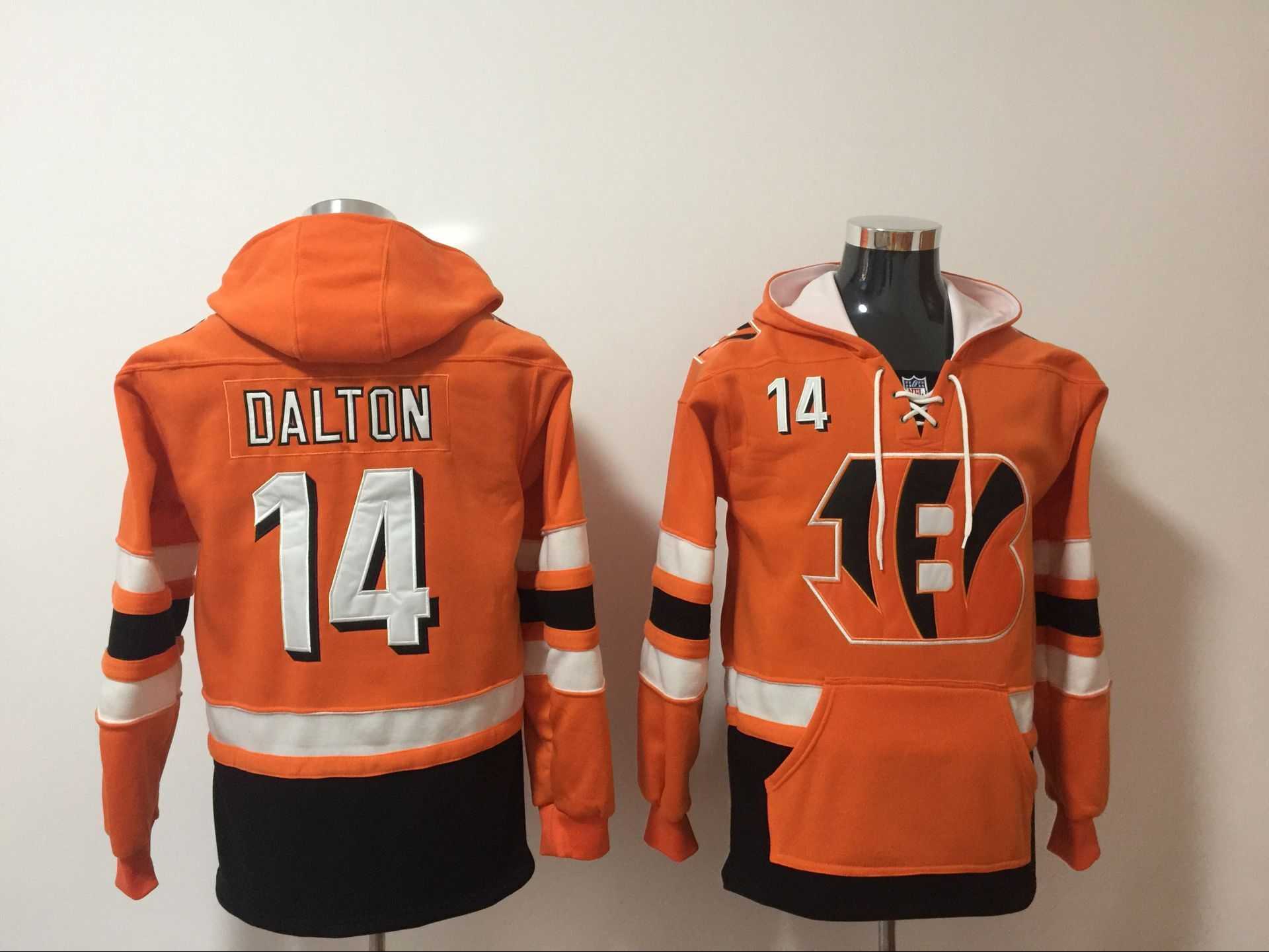Cincinnati Bengals 14 Andy Dalton Orange All Stitched Hooded Sweatshirt,We sell and wholesale Cincinnati Bengals 14 Andy Dalton Orange All Stitched Hooded Sweatshirt on line form chian!