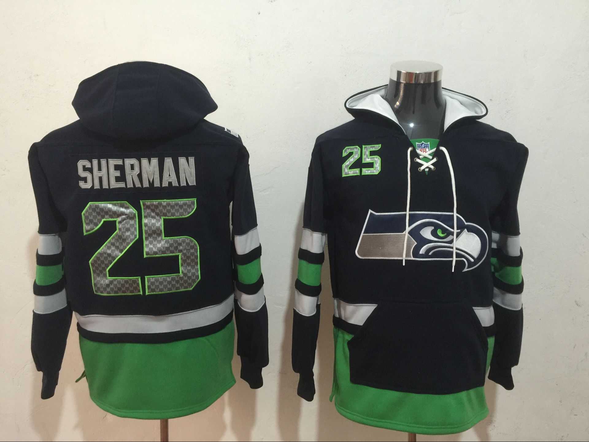 Seattle Seahawks 25 Richard Sherman Black All Stitched Hooded Sweatshirt,We sell and wholesale Seattle Seahawks 25 Richard Sherman Black All Stitched Hooded Sweatshirt on line form chian!