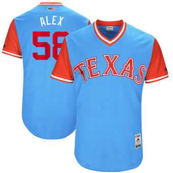 Texas Rangers #58 Alex Claudio Alex Majestic Light Blue 2017 Players Weekend Jersey JiaSu,We sell and wholesale Texas Rangers #58 Alex Claudio Alex Majestic Light Blue 2017 Players Weekend Jersey JiaSu on line form chian!