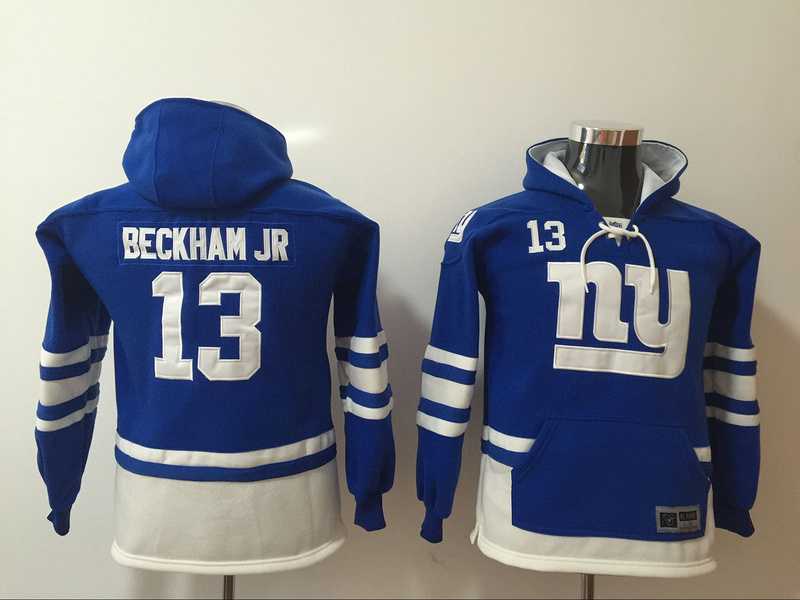 Youth New York Giants #13 Odell Beckham Jr Blue All Stitched Hooded Sweatshirt,We sell and wholesale Youth New York Giants #13 Odell Beckham Jr Blue All Stitched Hooded Sweatshirt on line form chian!
