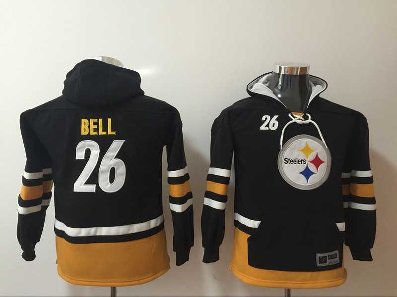 Youth Pittsburgh Steelers #26 Le'Veon Bell Black All Stitched Hooded Sweatshirt,We sell and wholesale Youth Pittsburgh Steelers #26 Le'Veon Bell Black All Stitched Hooded Sweatshirt on line form chian!