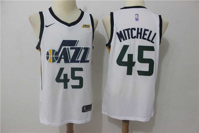 Utah Jazz #45 Donovan Mitchell White Nike Swingman Stitched NBA Jersey,We sell and wholesale Utah Jazz #45 Donovan Mitchell White Nike Swingman Stitched NBA Jersey on line form chian!