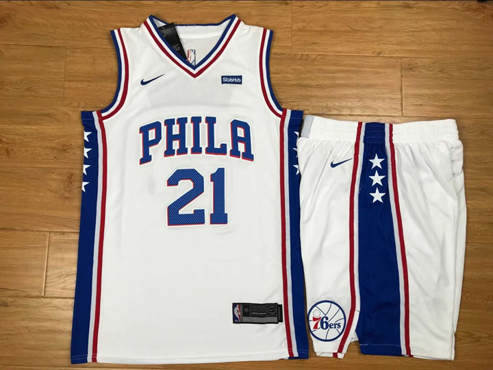 Nike Philadelphia 76ers #21 Joel Embiid White Swingman Stitched NBA Jersey(With Shorts),We sell and wholesale Nike Philadelphia 76ers #21 Joel Embiid White Swingman Stitched NBA Jersey(With Shorts) on line form chian!