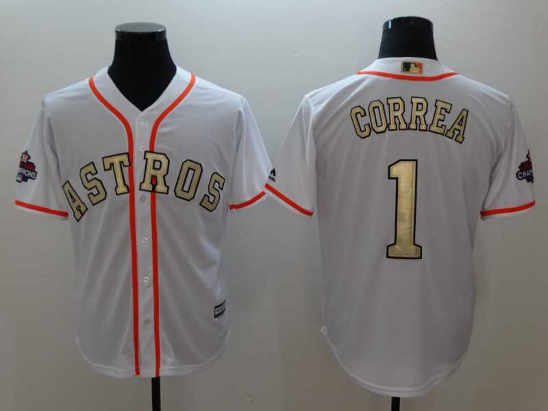 Astros 1 Carlos Correa White 2017 World Series Champions Cool Base Player baseball Jerseys,We sell and wholesale Astros 1 Carlos Correa White 2017 World Series Champions Cool Base Player baseball Jerseys on line form chian!