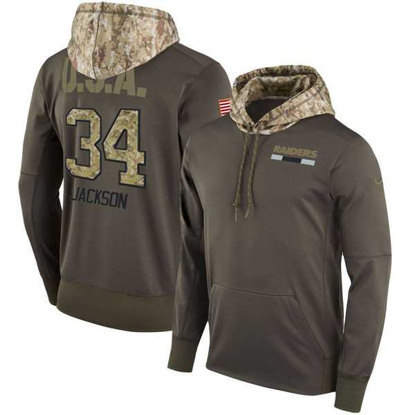 Nike Raiders 34 Bo Jackson Men's Olive Salute To Service Pullover Hoodie,We sell and wholesale Nike Raiders 34 Bo Jackson Men's Olive Salute To Service Pullover Hoodie on line form chian!