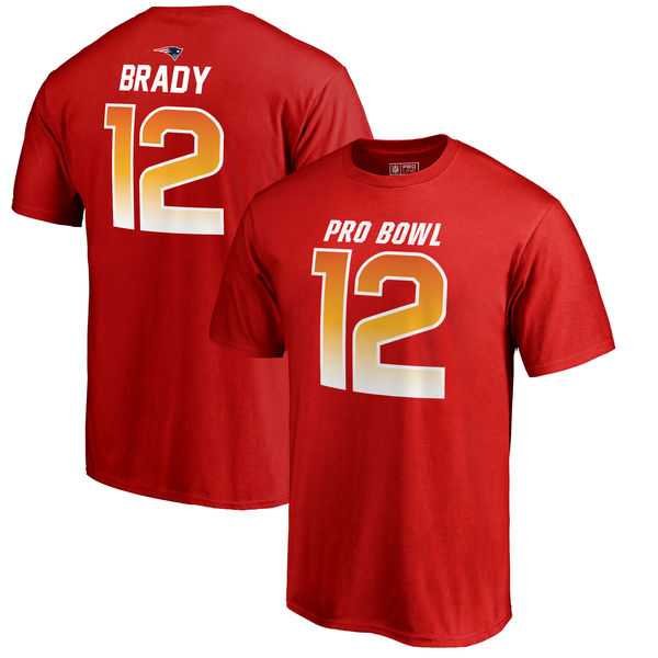 Patriots 12 Tom Brady AFC NFL Pro Line by Fanatics Branded 2018 Pro Bowl Name & Number T Shirt Red,We sell and wholesale Patriots 12 Tom Brady AFC NFL Pro Line by Fanatics Branded 2018 Pro Bowl Name & Number T Shirt Red on line form chian!