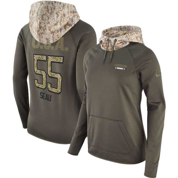 Women Nike Chargers 55 Junior Seau Olive Salute To Service Pullover Hoodie,We sell and wholesale Women Nike Chargers 55 Junior Seau Olive Salute To Service Pullover Hoodie on line form chian!