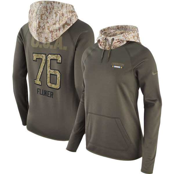 Women Nike Chargers 76 D.J. Fluker Olive Salute To Service Pullover Hoodie,We sell and wholesale Women Nike Chargers 76 D.J. Fluker Olive Salute To Service Pullover Hoodie on line form chian!