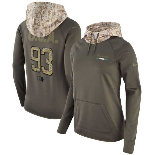 Women Nike Dolphins 93 Ndamukong Suh Olive Salute To Service Pullover Hoodie,We sell and wholesale Women Nike Dolphins 93 Ndamukong Suh Olive Salute To Service Pullover Hoodie on line form chian!