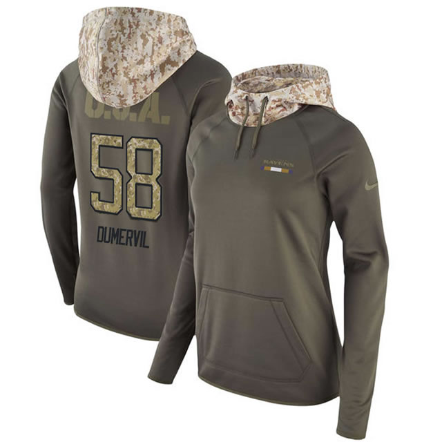 Women Nike Ravens 58 Elvis Dumervil Olive Salute To Service Pullover Hoodie,We sell and wholesale Women Nike Ravens 58 Elvis Dumervil Olive Salute To Service Pullover Hoodie on line form chian!