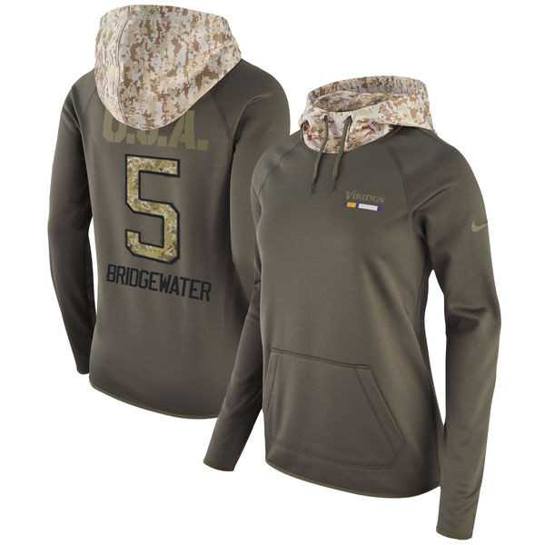 Women Nike Vikings 5 Teddy Bridgewater Olive Salute To Service Pullover Hoodie,We sell and wholesale Women Nike Vikings 5 Teddy Bridgewater Olive Salute To Service Pullover Hoodie on line form chian!