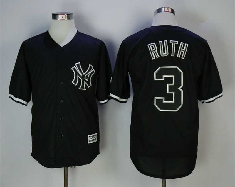 Yankees 3 Babe Ruth Black Cool Base baseball Jerseys,We sell and wholesale Yankees 3 Babe Ruth Black Cool Base baseball Jerseys on line form chian!