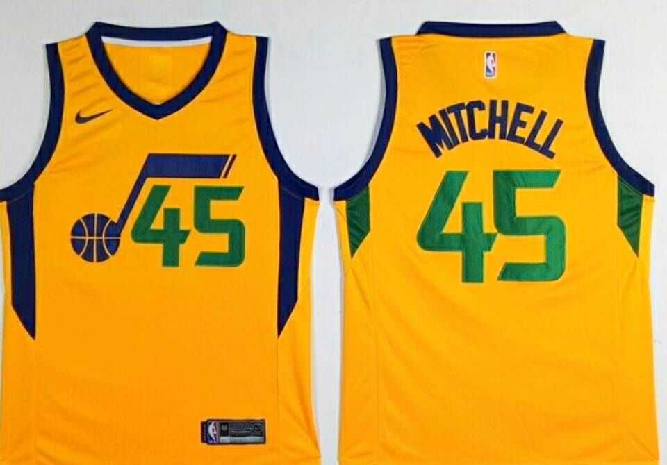 Nike Jazz #45 Donovan Mitchell Yellow Swingman Jersey,We sell and wholesale Nike Jazz #45 Donovan Mitchell Yellow Swingman Jersey on line form chian!