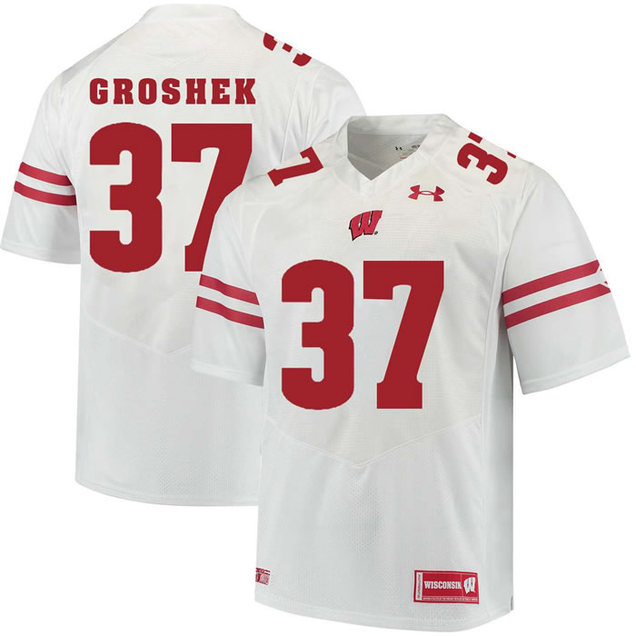 Wisconsin Badgers #37 Garrett Groshek White College Football Jersey DingZhi,We sell and wholesale Wisconsin Badgers #37 Garrett Groshek White College Football Jersey DingZhi on line form chian!