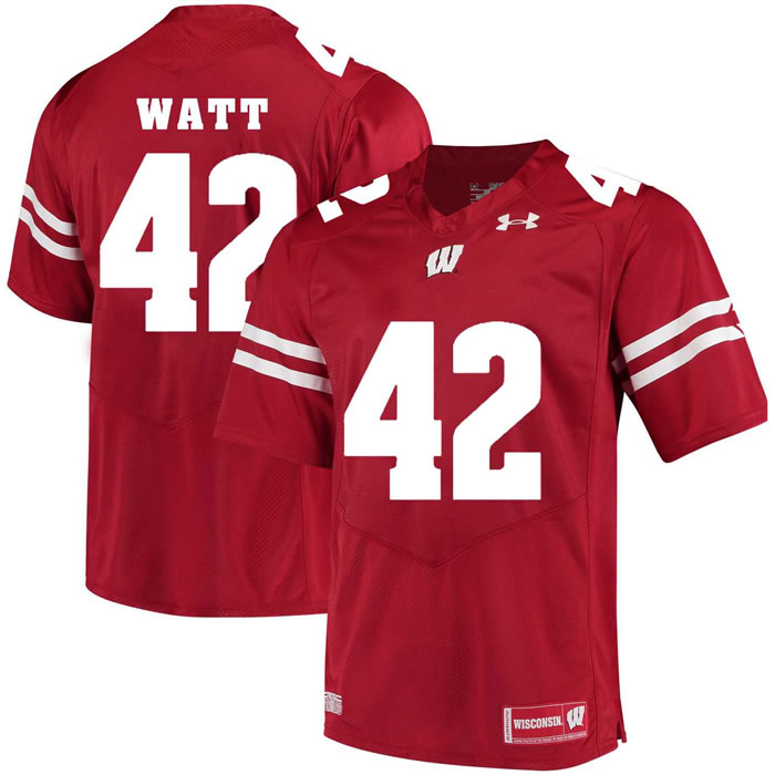 Wisconsin Badgers #42 T.J. Watt Red College Football Jersey DingZhi,We sell and wholesale Wisconsin Badgers #42 T.J. Watt Red College Football Jersey DingZhi on line form chian!