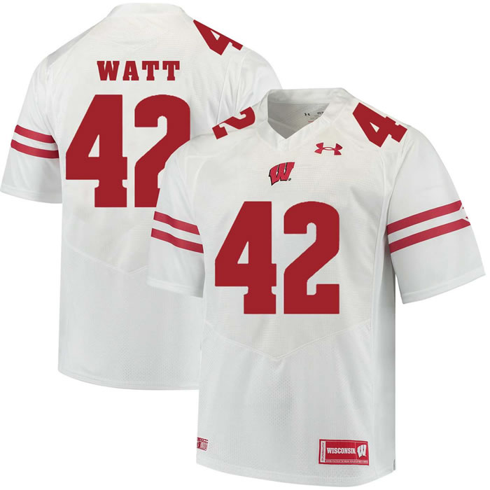 Wisconsin Badgers #42 T.J. Watt White College Football Jersey DingZhi,We sell and wholesale Wisconsin Badgers #42 T.J. Watt White College Football Jersey DingZhi on line form chian!