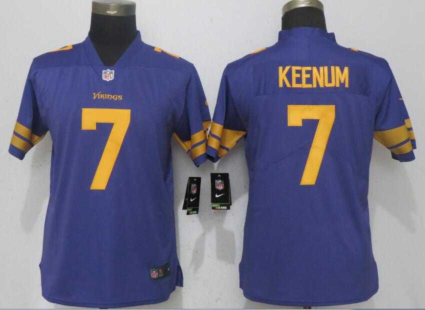 Women Nike Minnesota Vikings #7 Case Keenum Purple Color Rush Limited Jersey,We sell and wholesale Women Nike Minnesota Vikings #7 Case Keenum Purple Color Rush Limited Jersey on line form chian!