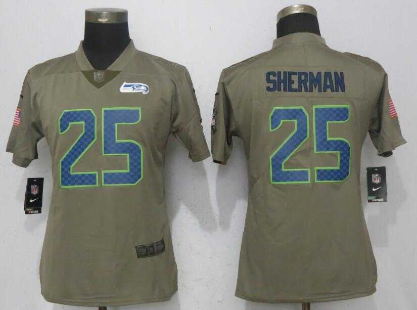 Women Nike Seattle Seahawks #25 Richard Sherman Olive Salute To Service Limited Jersey,We sell and wholesale Women Nike Seattle Seahawks #25 Richard Sherman Olive Salute To Service Limited Jersey on line form chian!