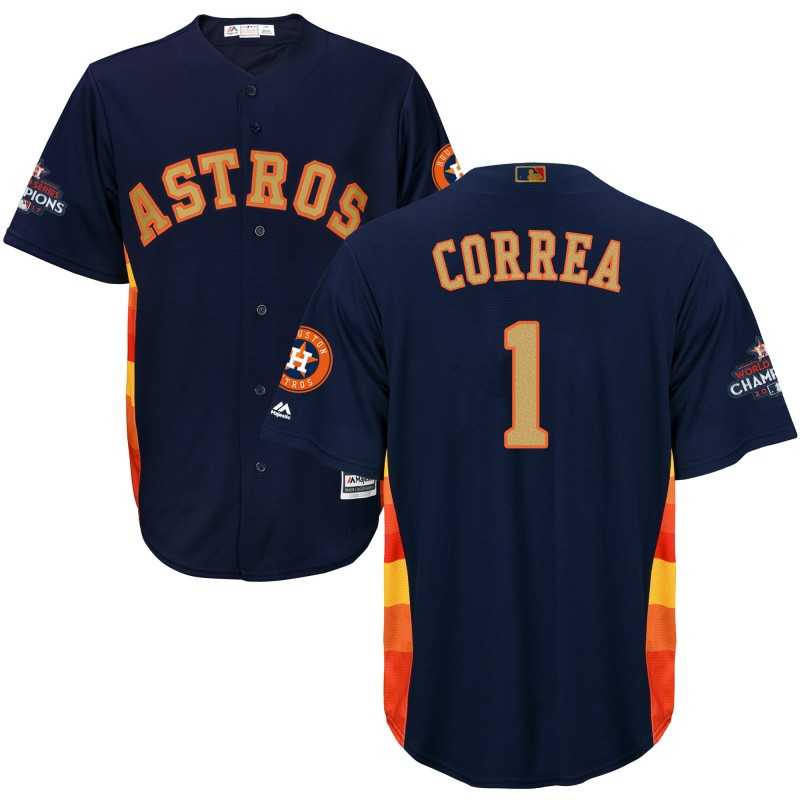 Astros #1 Carlos Correa Navy 2018 Gold Program Cool Base Jersey,We sell and wholesale Astros #1 Carlos Correa Navy 2018 Gold Program Cool Base Jersey on line form chian!