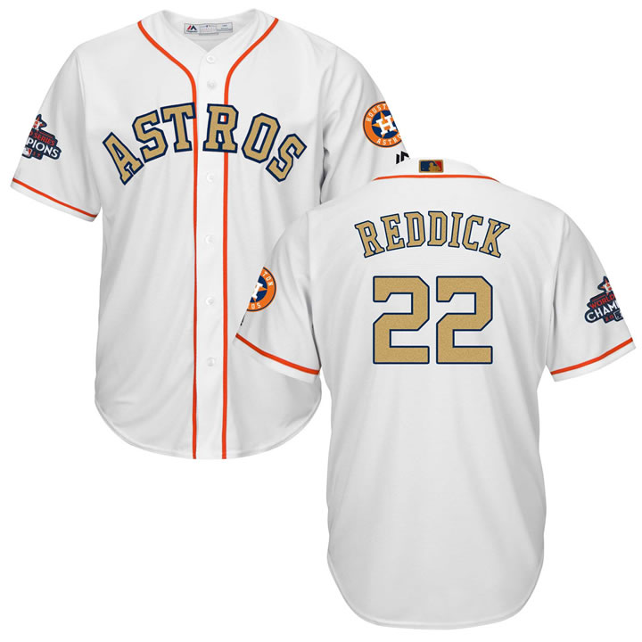 Astros #22 Josh Reddick White 2018 Gold Program Cool Base Jersey,We sell and wholesale Astros #22 Josh Reddick White 2018 Gold Program Cool Base Jersey on line form chian!
