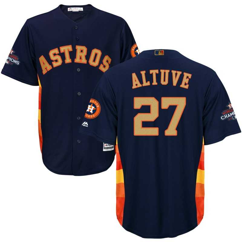 Astros #27 Jose Altuve Navy 2018 Gold Program Cool Base Jersey,We sell and wholesale Astros #27 Jose Altuve Navy 2018 Gold Program Cool Base Jersey on line form chian!