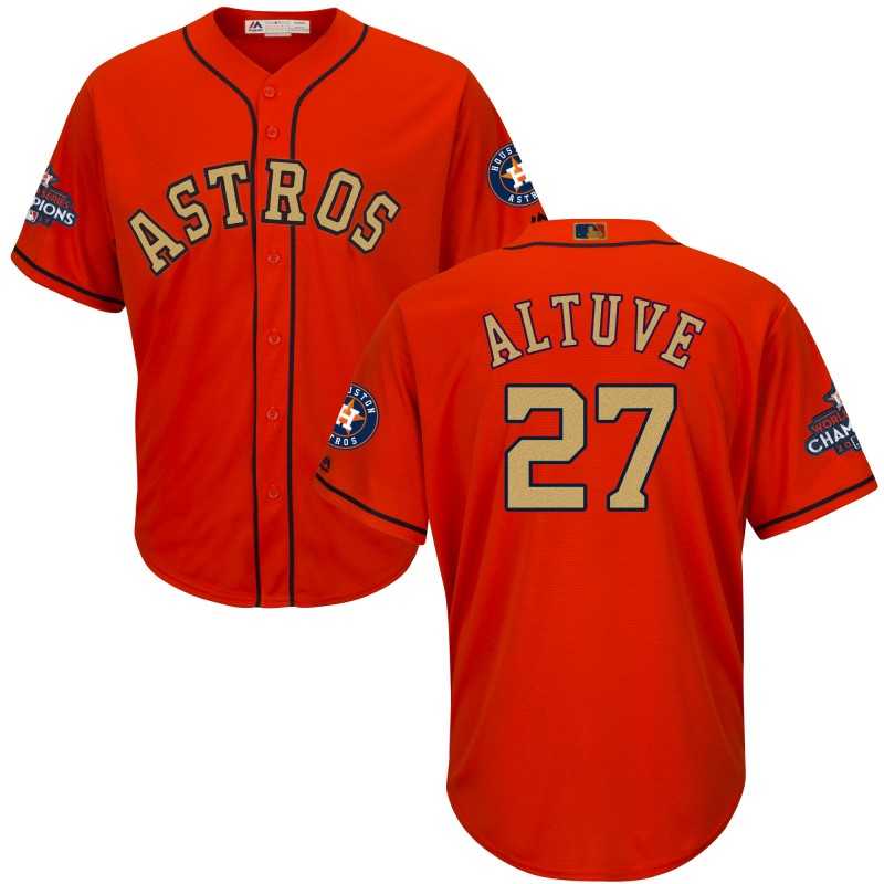 Astros #27 Jose Altuve Orange 2018 Gold Program Cool Base Jersey,We sell and wholesale Astros #27 Jose Altuve Orange 2018 Gold Program Cool Base Jersey on line form chian!