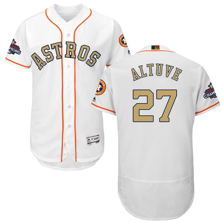 Astros #27 Jose Altuve White 2018 Gold Program Flexbase Jersey,We sell and wholesale Astros #27 Jose Altuve White 2018 Gold Program Flexbase Jersey on line form chian!