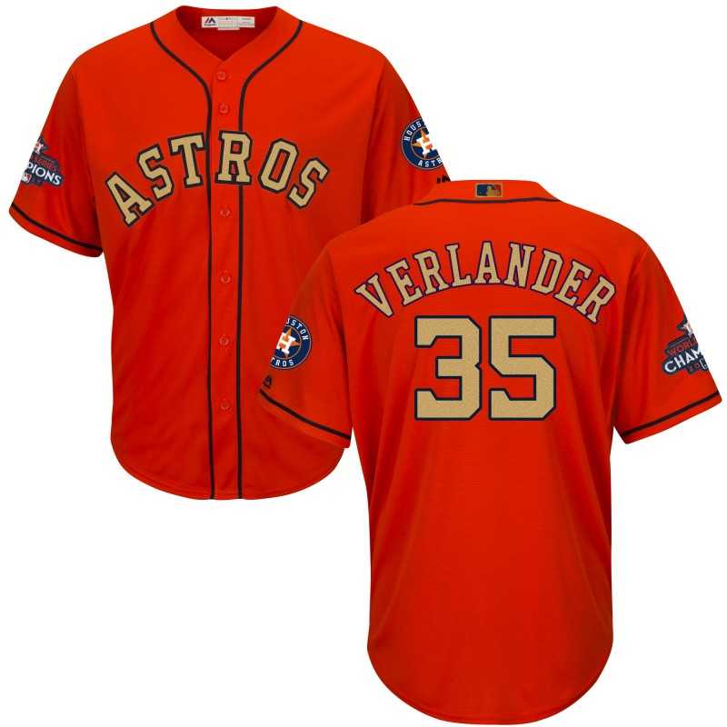 Astros #35 Justin Verlander Orange 2018 Gold Program Cool Base Jersey,We sell and wholesale Astros #35 Justin Verlander Orange 2018 Gold Program Cool Base Jersey on line form chian!
