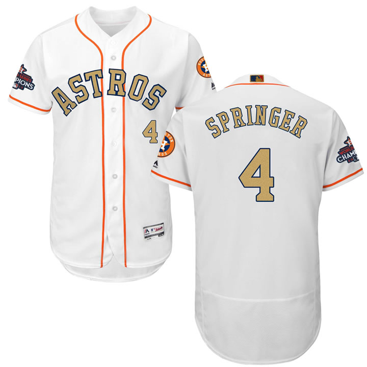 Astros #4 George Springer White 2018 Gold Program Flexbase Jersey,We sell and wholesale Astros #4 George Springer White 2018 Gold Program Flexbase Jersey on line form chian!
