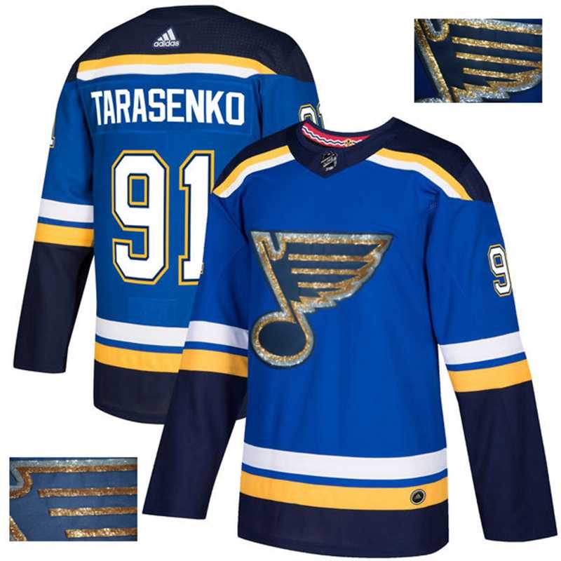 Blues 91 Vladimir Tarasenko Blue With Special Glittery Logo Adidas Jersey,We sell and wholesale Blues 91 Vladimir Tarasenko Blue With Special Glittery Logo Adidas Jersey on line form chian!