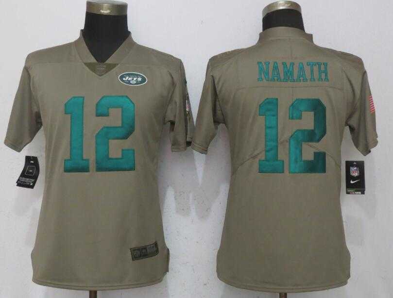Women Nike Jets 12 Joe Namath Olive Salute To Service Limited Jersey,We sell and wholesale Women Nike Jets 12 Joe Namath Olive Salute To Service Limited Jersey on line form chian!