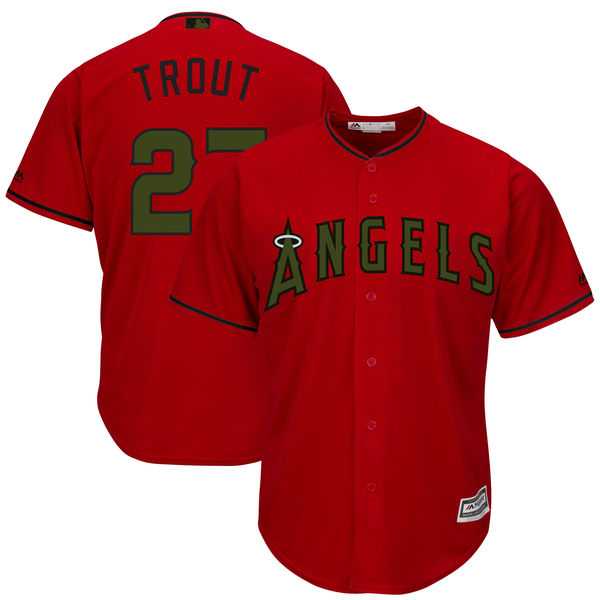 Angels 27 Mike Trout Red 2018 Memorial Day Cool Base Jersey,We sell and wholesale Angels 27 Mike Trout Red 2018 Memorial Day Cool Base Jersey on line form chian!