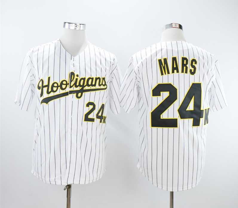 Hooligans 24K Bruno Mars White Baseball Baseball Jerseys,We sell and wholesale Hooligans 24K Bruno Mars White Baseball Baseball Jerseys on line form chian!