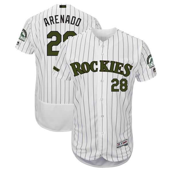 Rockies 28 Nolan Arenado White 2018 Memorial Day Flexbase Jersey,We sell and wholesale Rockies 28 Nolan Arenado White 2018 Memorial Day Flexbase Jersey on line form chian!