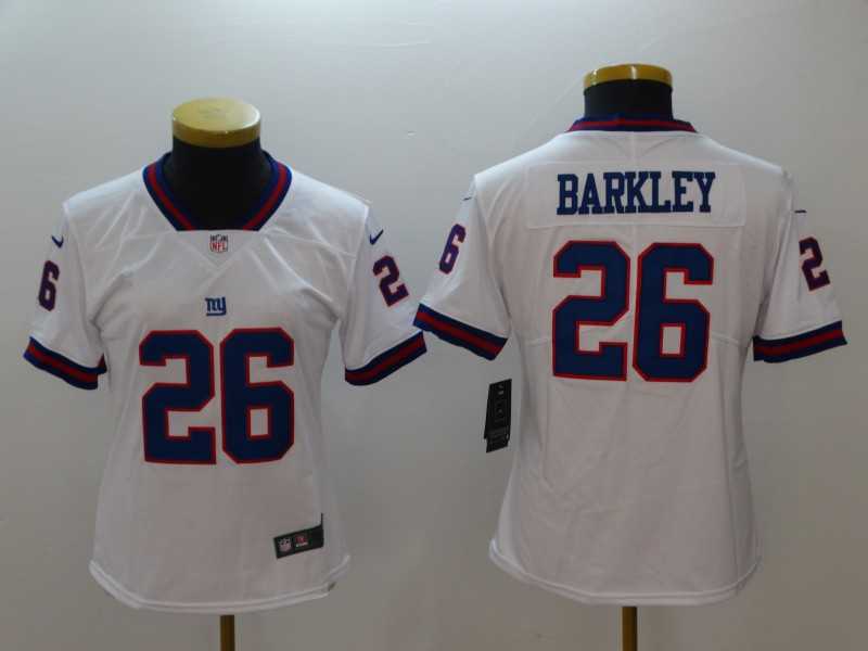 Women Nike Giants 26 Saquon Barkley White Color Rush Limited Jersey,We sell and wholesale Women Nike Giants 26 Saquon Barkley White Color Rush Limited Jersey on line form chian!