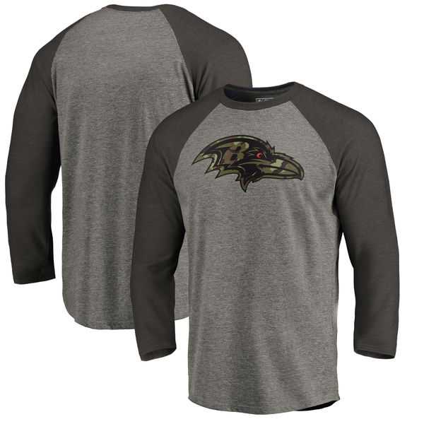 Baltimore Ravens NFL Pro Line by Fanatics Branded Black Gray Tri Blend 34 Sleeve T Shirt,We sell and wholesale Baltimore Ravens NFL Pro Line by Fanatics Branded Black Gray Tri Blend 34 Sleeve T Shirt on line form chian!