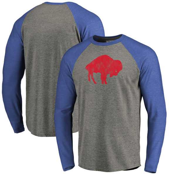 Buffalo Bills NFL Pro Line by Fanatics Branded Throwback Logo Big & Tall Long Sleeve Tri-Blend Raglan T-Shirt - Gray Royal,We sell and wholesale Buffalo Bills NFL Pro Line by Fanatics Branded Throwback Logo Big & Tall Long Sleeve Tri-Blend Raglan T-Shirt - Gray Royal on line form chian!