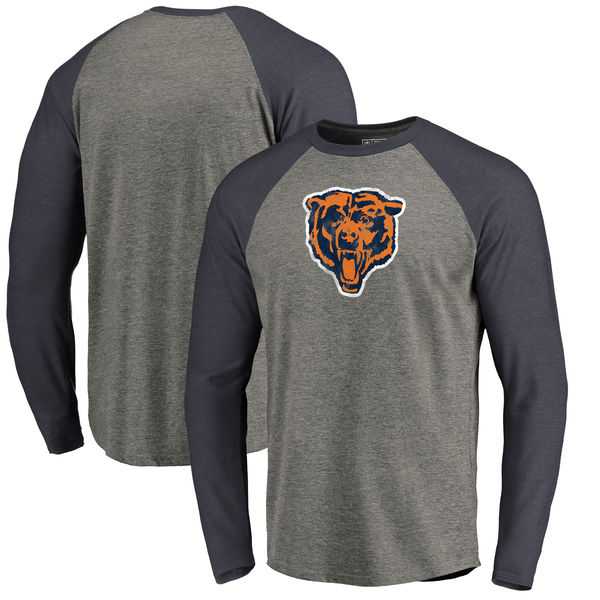 Chicago Bears NFL Pro Line by Fanatics Branded Throwback Logo Big & Tall Long Sleeve Tri-Blend Raglan T-Shirt - Gray Navy,We sell and wholesale Chicago Bears NFL Pro Line by Fanatics Branded Throwback Logo Big & Tall Long Sleeve Tri-Blend Raglan T-Shirt - Gray Navy on line form chian!