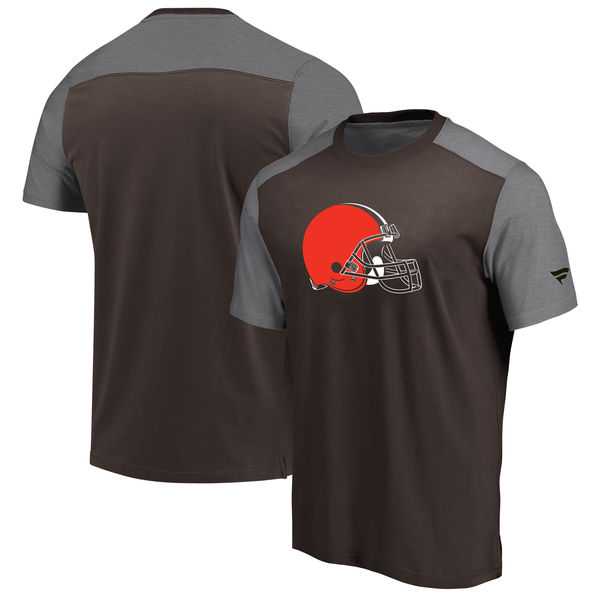 Cleveland Browns NFL Pro Line by Fanatics Branded Iconic Color Block T-Shirt Brown Heathered Gray,We sell and wholesale Cleveland Browns NFL Pro Line by Fanatics Branded Iconic Color Block T-Shirt Brown Heathered Gray on line form chian!