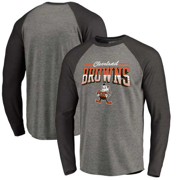 Cleveland Browns NFL Pro Line by Fanatics Branded Throwback Collection Season Ticket Long Sleeve Tri-Blend Raglan T-Shirt - Heathered Gray Black,We sell and wholesale Cleveland Browns NFL Pro Line by Fanatics Branded Throwback Collection Season Ticket Long Sleeve Tri-Blend Raglan T-Shirt - Heathered Gray Black on line form chian!