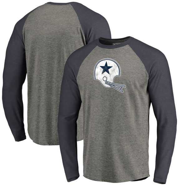 Dallas Cowboys NFL Pro Line by Fanatics Branded Throwback Logo Big & Tall Long Sleeve Tri-Blend Raglan T-Shirt - Gray Navy,We sell and wholesale Dallas Cowboys NFL Pro Line by Fanatics Branded Throwback Logo Big & Tall Long Sleeve Tri-Blend Raglan T-Shirt - Gray Navy on line form chian!