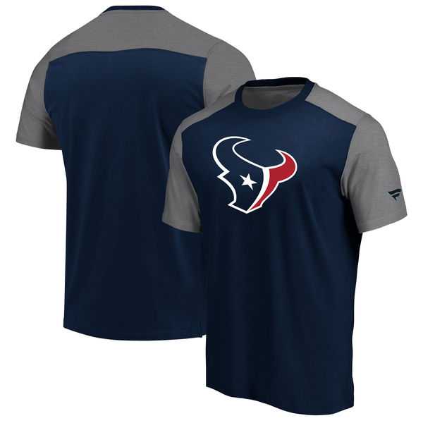 Houston Texans NFL Pro Line by Fanatics Branded Iconic Color Block T-Shirt Navy Heathered Gray,We sell and wholesale Houston Texans NFL Pro Line by Fanatics Branded Iconic Color Block T-Shirt Navy Heathered Gray on line form chian!