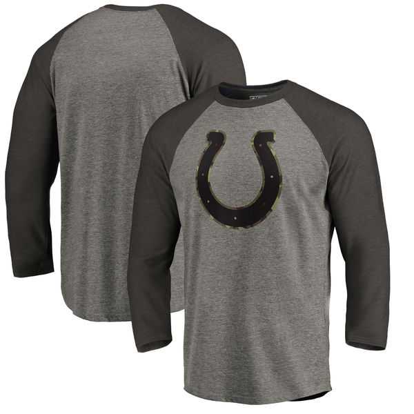Indianapolis Colts NFL Pro Line by Fanatics Branded Black Gray Tri Blend 34 Sleeve T Shirt,We sell and wholesale Indianapolis Colts NFL Pro Line by Fanatics Branded Black Gray Tri Blend 34 Sleeve T Shirt on line form chian!