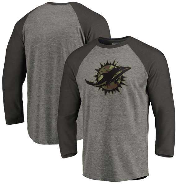 Miami Dolphins NFL Pro Line by Fanatics Branded Black Gray Tri Blend 34 Sleeve T Shirt,We sell and wholesale Miami Dolphins NFL Pro Line by Fanatics Branded Black Gray Tri Blend 34 Sleeve T Shirt on line form chian!