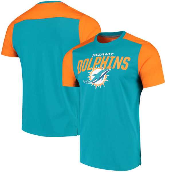 Miami Dolphins NFL Pro Line by Fanatics Branded Iconic Color Blocked T-Shirt Aqua Orange,We sell and wholesale Miami Dolphins NFL Pro Line by Fanatics Branded Iconic Color Blocked T-Shirt Aqua Orange on line form chian!