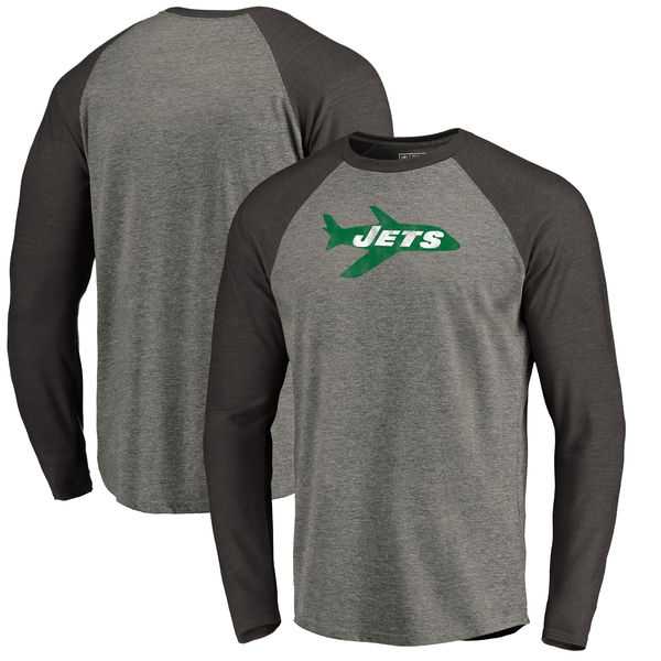 New York Jets NFL Pro Line by Fanatics Branded Throwback Logo Big & Tall Long Sleeve Tri-Blend Raglan T-Shirt - Gray Black,We sell and wholesale New York Jets NFL Pro Line by Fanatics Branded Throwback Logo Big & Tall Long Sleeve Tri-Blend Raglan T-Shirt - Gray Black on line form chian!