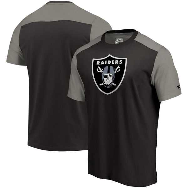 Oakland Raiders NFL Pro Line by Fanatics Branded Iconic Color Block T-Shirt Black Heathered Gray,We sell and wholesale Oakland Raiders NFL Pro Line by Fanatics Branded Iconic Color Block T-Shirt Black Heathered Gray on line form chian!