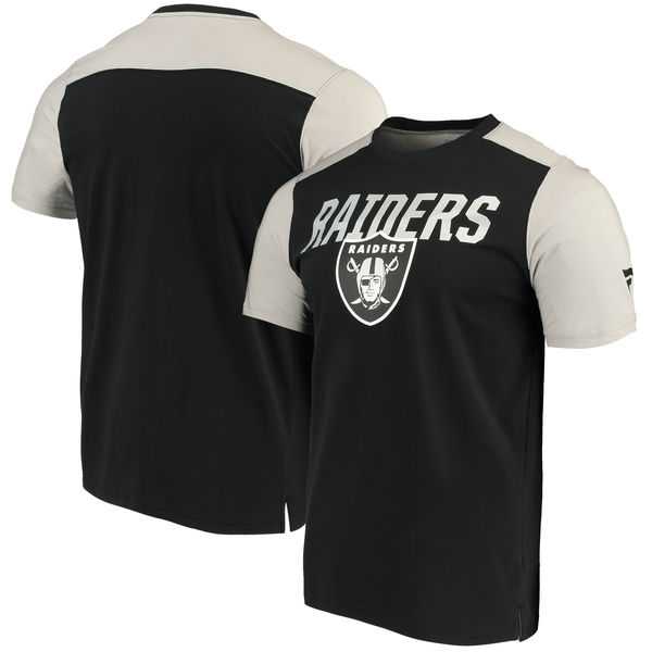 Oakland Raiders NFL Pro Line by Fanatics Branded Iconic Color Blocked T-Shirt Black Gray,We sell and wholesale Oakland Raiders NFL Pro Line by Fanatics Branded Iconic Color Blocked T-Shirt Black Gray on line form chian!