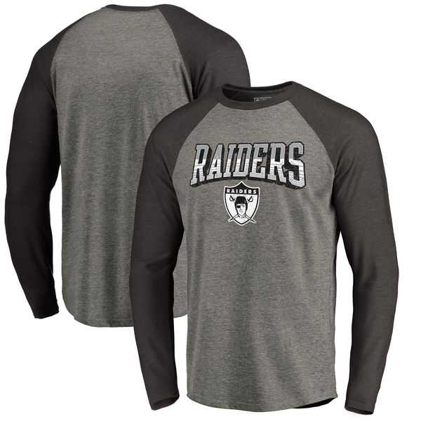 Oakland Raiders NFL Pro Line by Fanatics Branded Throwback Collection Season Ticket Long Sleeve Tri-Blend Raglan T-Shirt - Heathered Gray Black,We sell and wholesale Oakland Raiders NFL Pro Line by Fanatics Branded Throwback Collection Season Ticket Long Sleeve Tri-Blend Raglan T-Shirt - Heathered Gray Black on line form chian!
